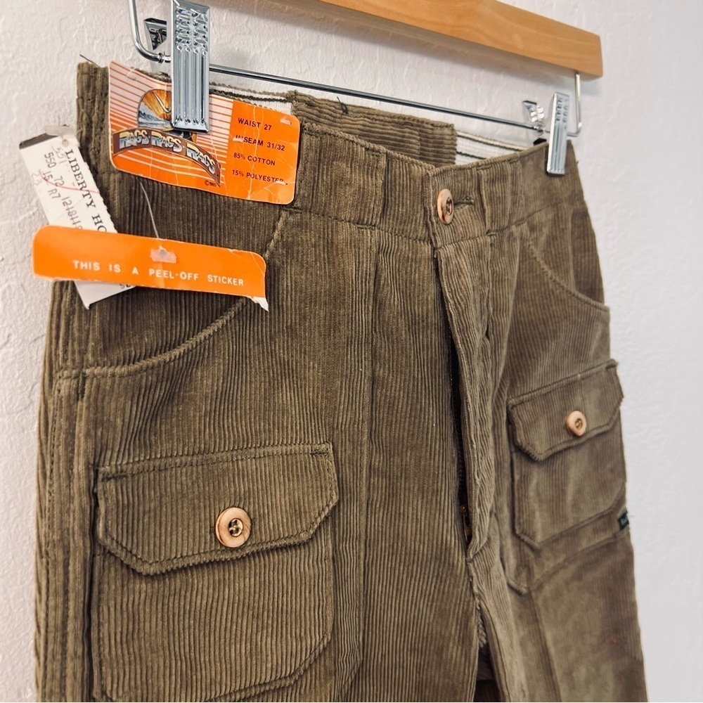 Sold Vintage RAGS New Old Stock Corduroy Pants Olive Green Elastic Waist - Picture 5 of 6
